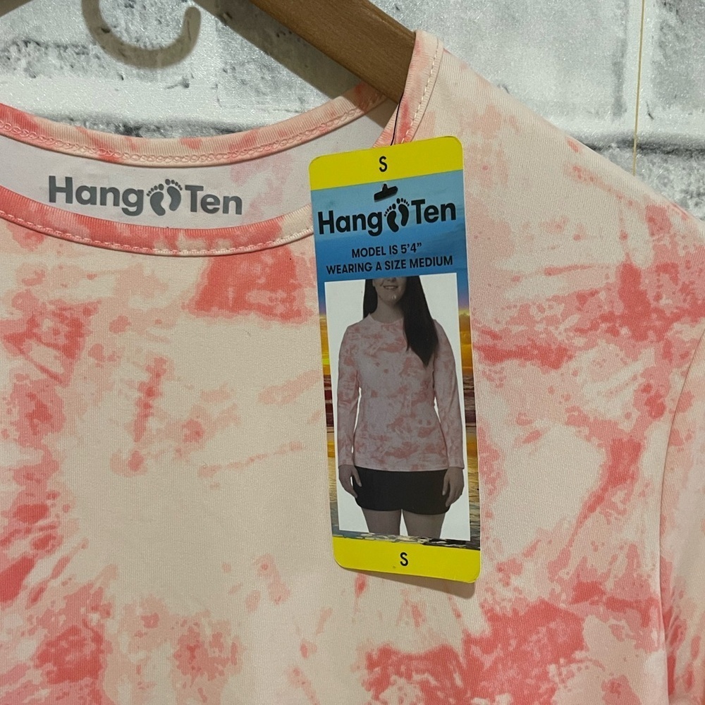 NWT! Women’s Hang Ten pink tie-dye long sleeve water wicking UPF shirt, smalll - Picture 3 of 4